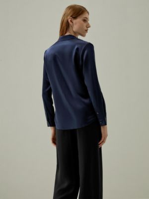Women's Basic Concealed Placket Silk Shirt