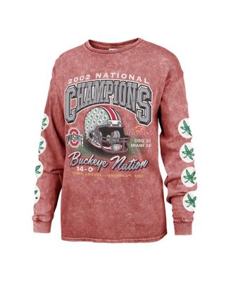 Women's Scarlet Ohio State Buckeyes Vintage-Like Tubular Boyfriend Long Sleeve T-shirt