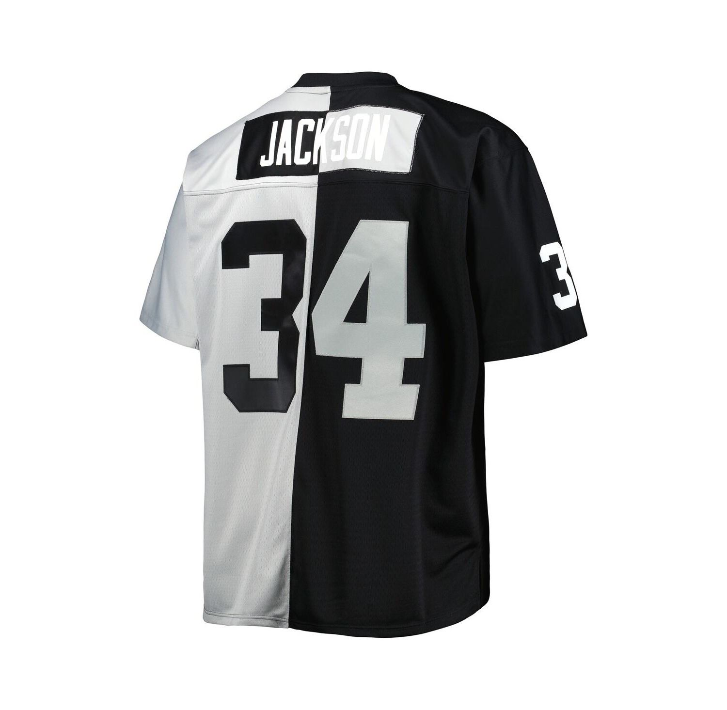 Men's Bo Jackson Black, Silver Las Vegas Raiders Big and Tall Split Legacy Retired Player Replica Jersey