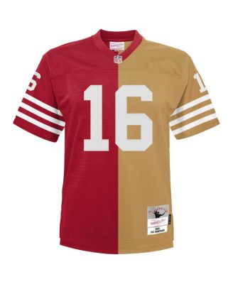 Men's Joe Montana Scarlet, Gold San Francisco 49ers Big and Tall Split Legacy Retired Player Replica Jersey