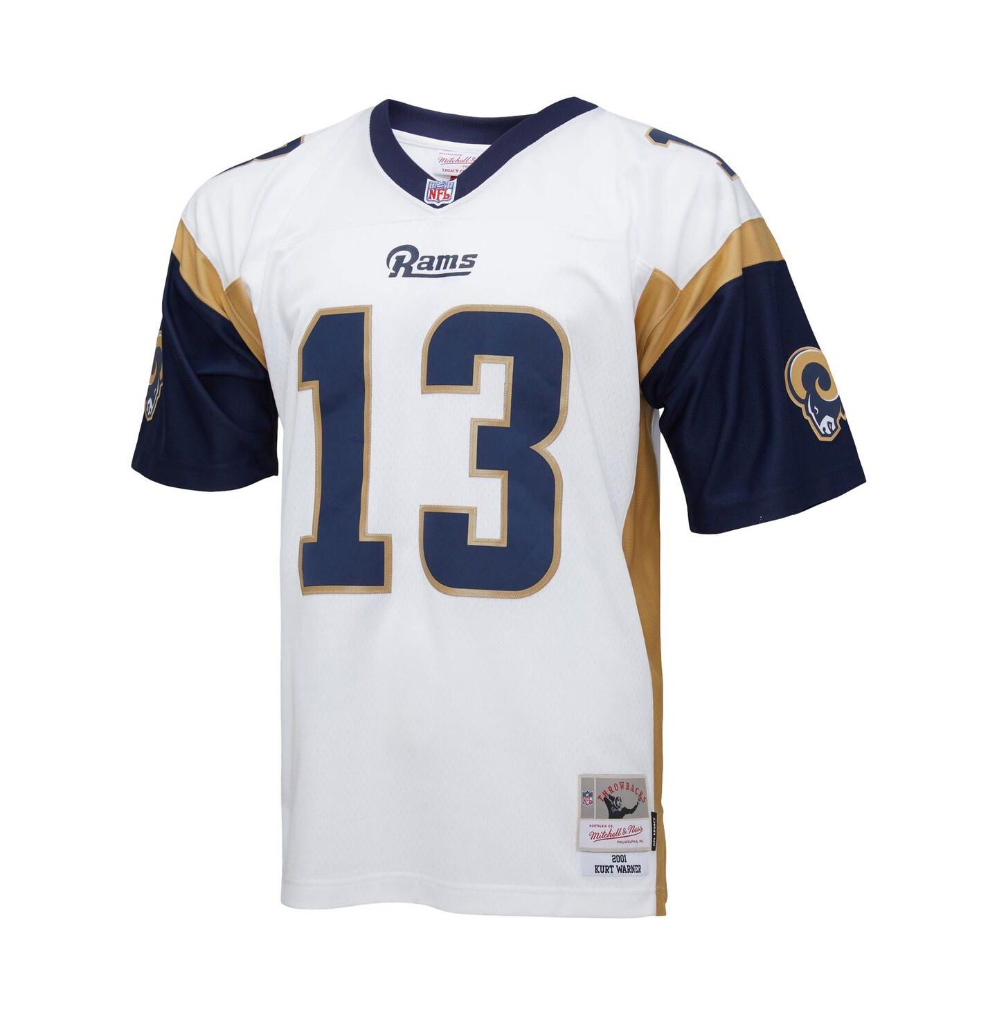 Мужской топ Mitchell & Ness Kurt Warner White Los Angeles Rams Big and Tall 2001 Retired Player Replica Jersey — фото 3