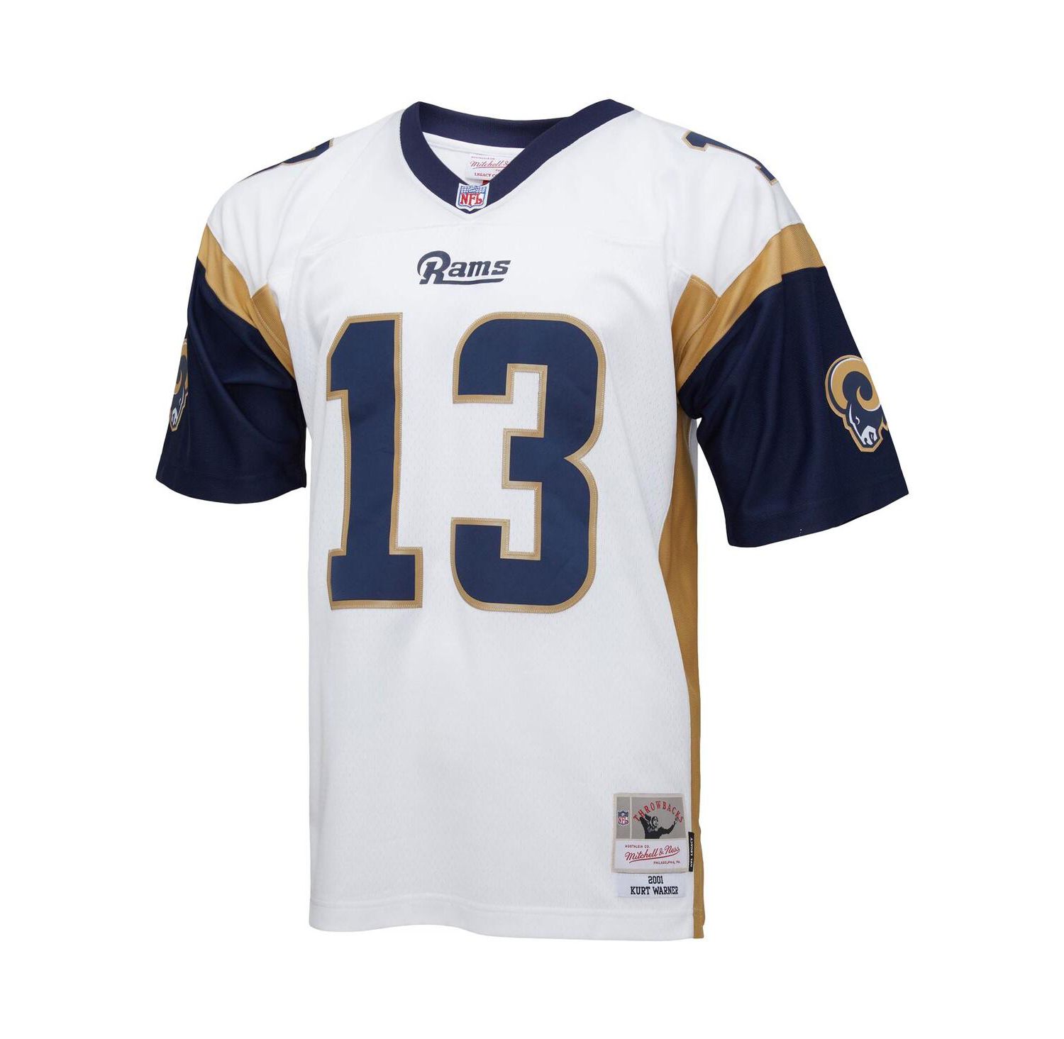 Men's Kurt Warner White Los Angeles Rams Big and Tall 2001 Retired Player Replica Jersey
