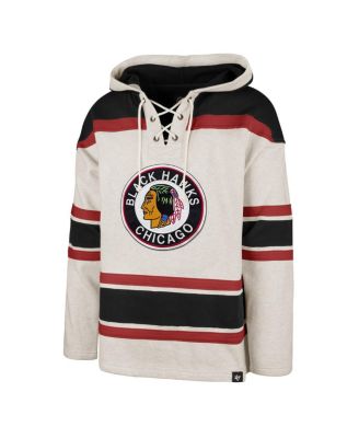 Men's Oatmeal Chicago Blackhawks Rockaway Lace-Up Pullover Hoodie