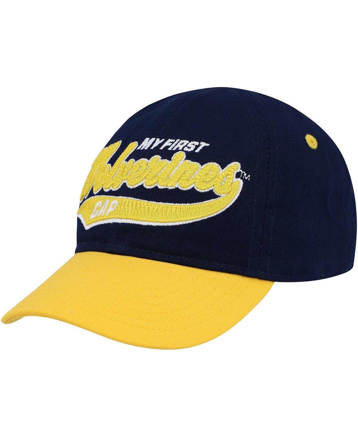 Outerstuff Babies' Infant Boys And Girls Navy, Maize Michigan Wolverines Old School Slouch Flex Hat In Navy,maize