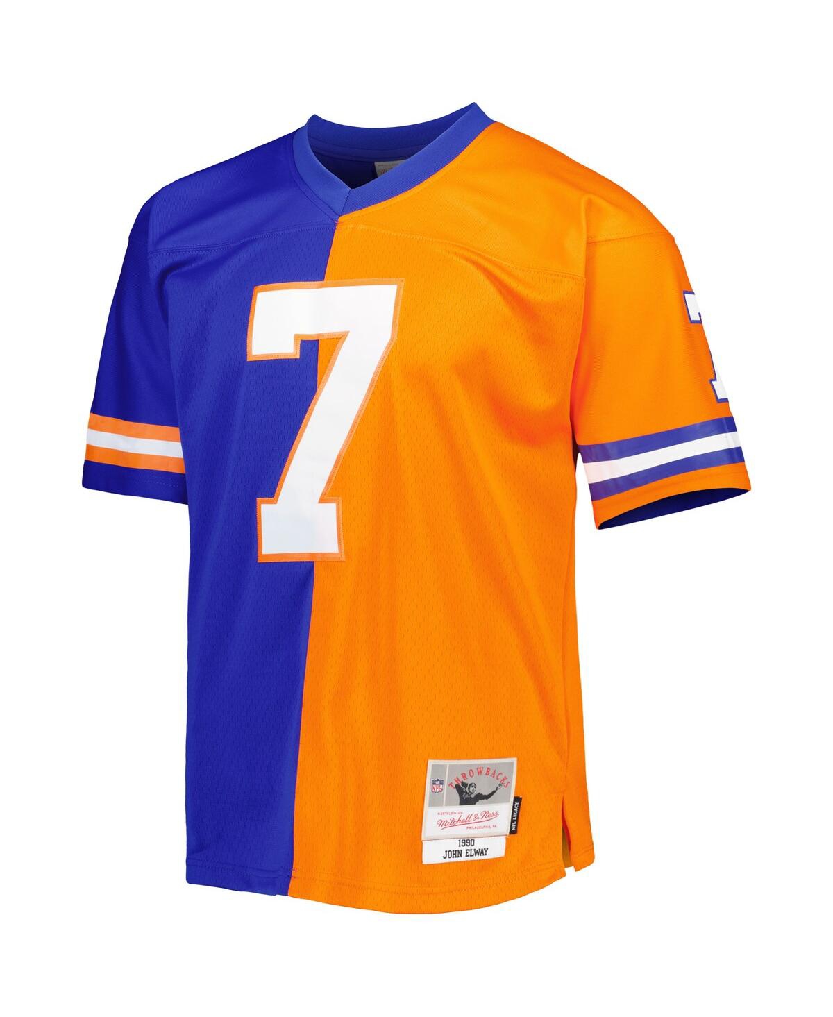 Men's Mitchell & Ness John Elway Orange Denver Broncos 1990 Split Legacy Replica Jersey - Orange