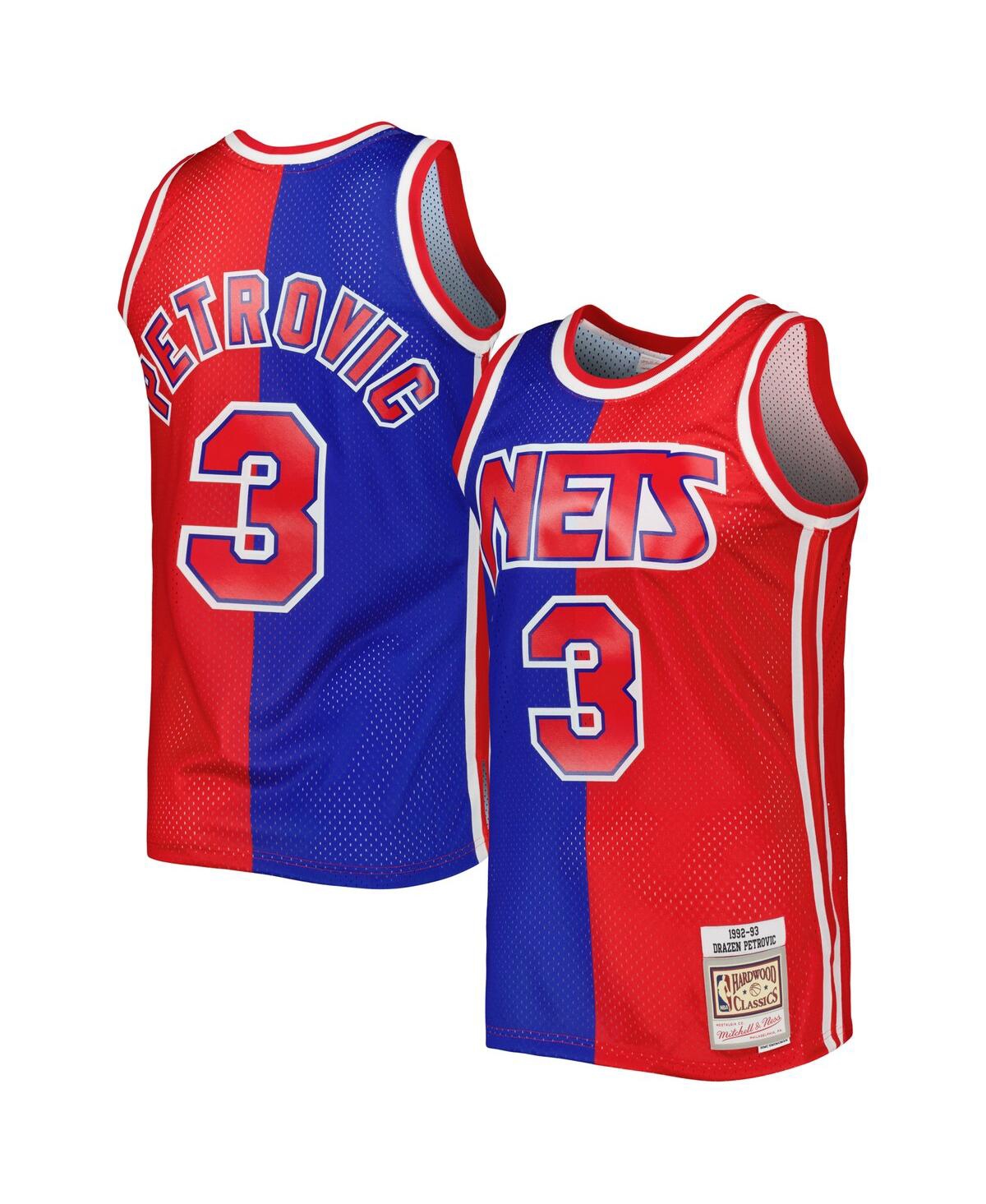 Men's Mitchell & Ness Drazen Petrovic Red New Jersey Nets Hardwood Classics 1992-93 Split Swingman Jersey - Red