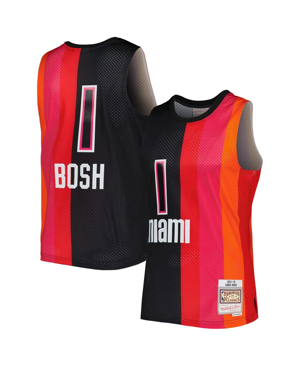 Men's Mitchell & Ness Chris Bosh Red Miami Heat Hardwood Classics 2011-12 Split Swingman Jersey - Red