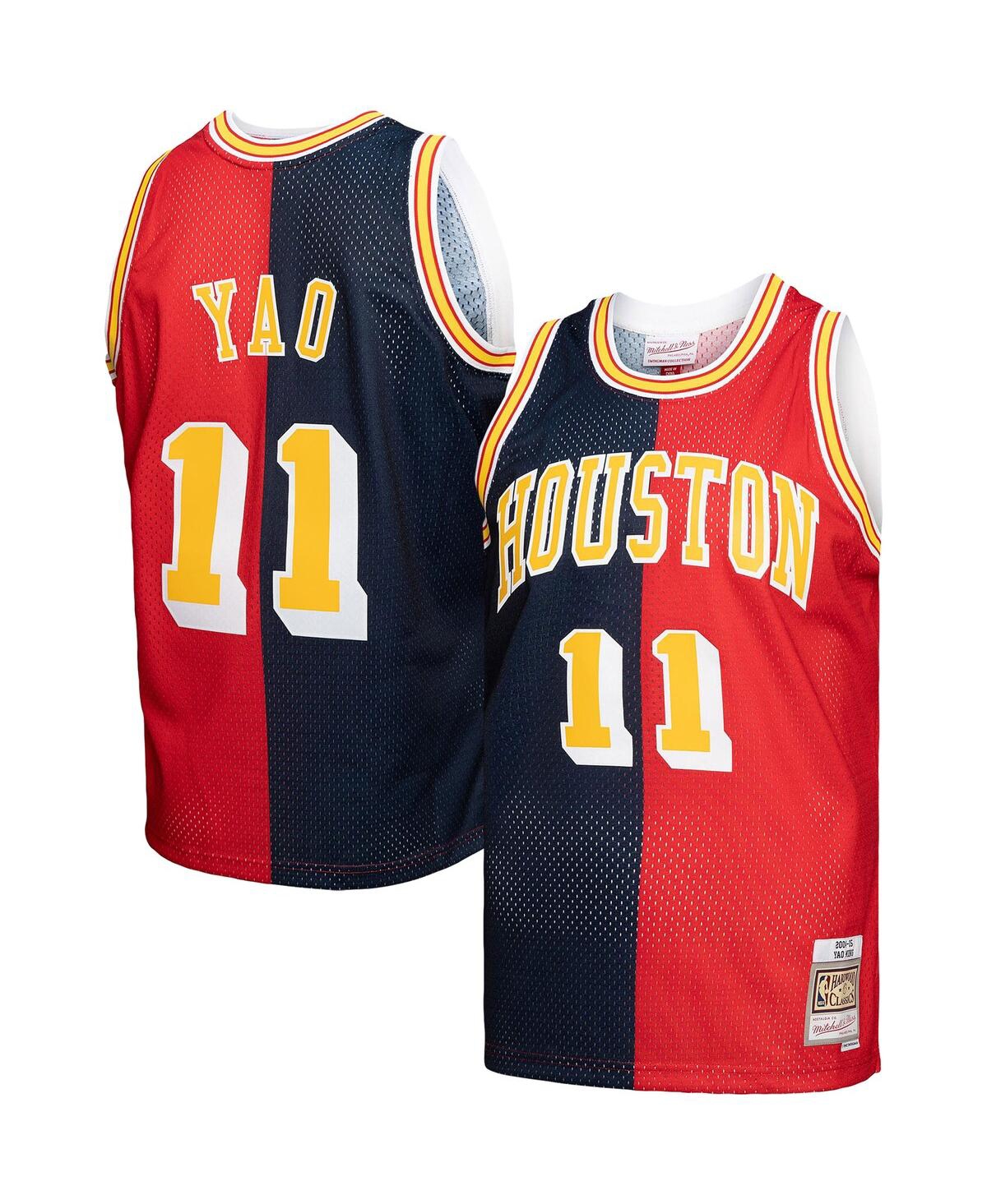 Men's Mitchell & Ness Yao Ming Red Houston Rockets Hardwood Classics 2004-05 Split Swingman Jersey - Red