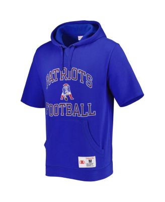 Men's Royal New England Patriots Washed Short Sleeve Pullover Hoodie