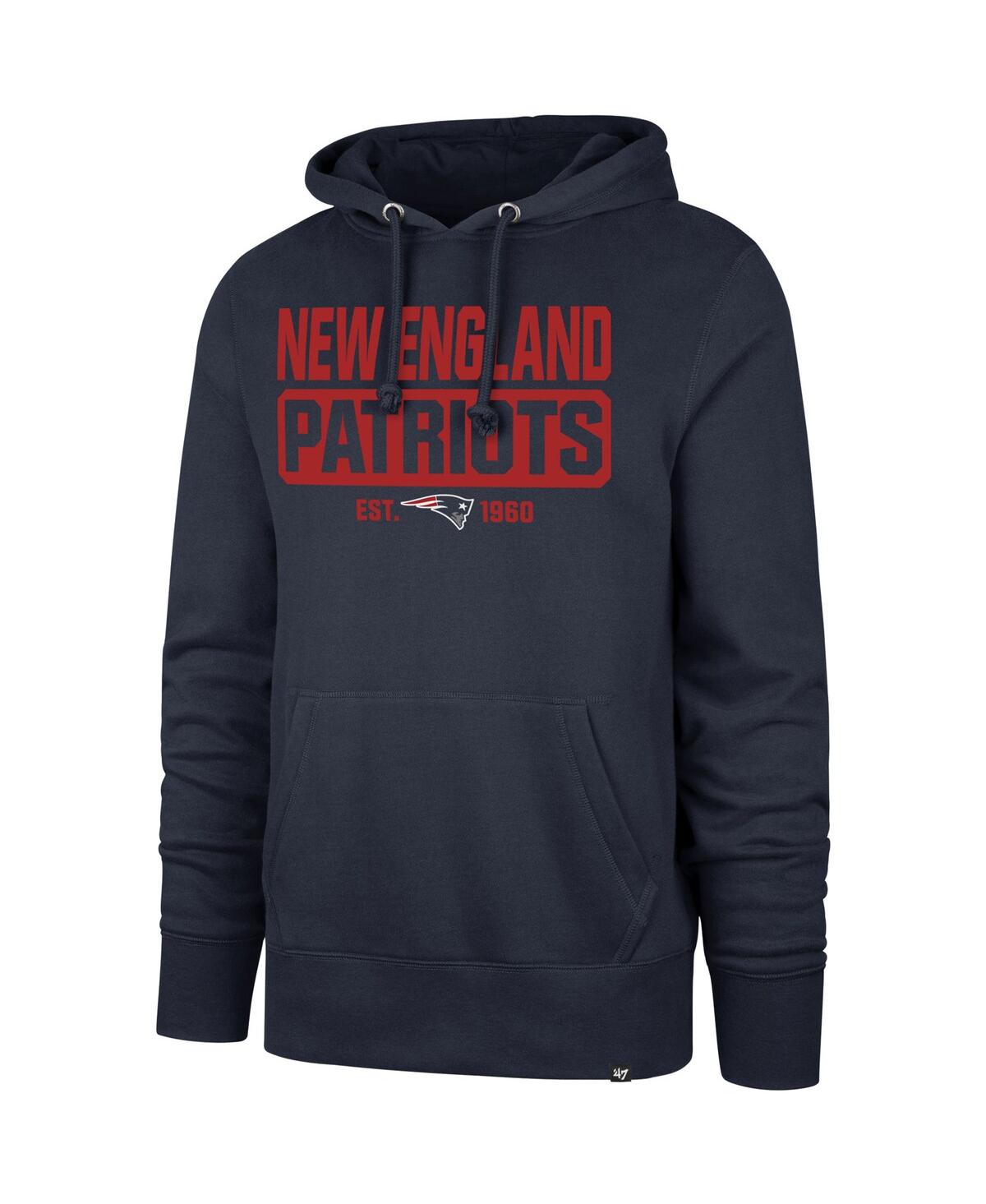 Shop 47 Brand Men's ' Navy New England Patriots Box Out Headline Pullover Hoodie