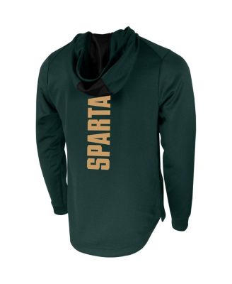 Men's Green Michigan State Spartans 2-Hit Performance Pullover Hoodie