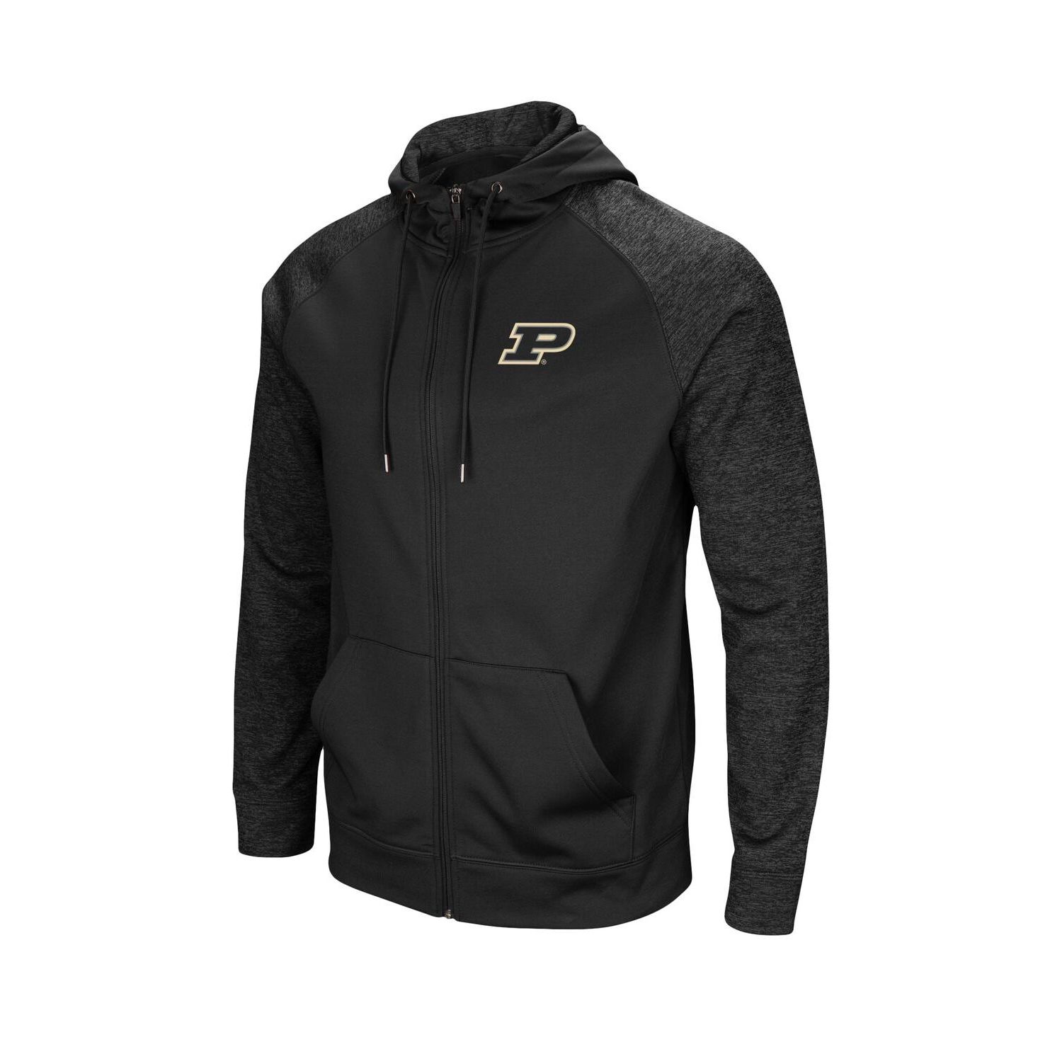 Men's Black Purdue Boilermakers Blackout 3.0 Tonal Raglan Full-Zip Hoodie