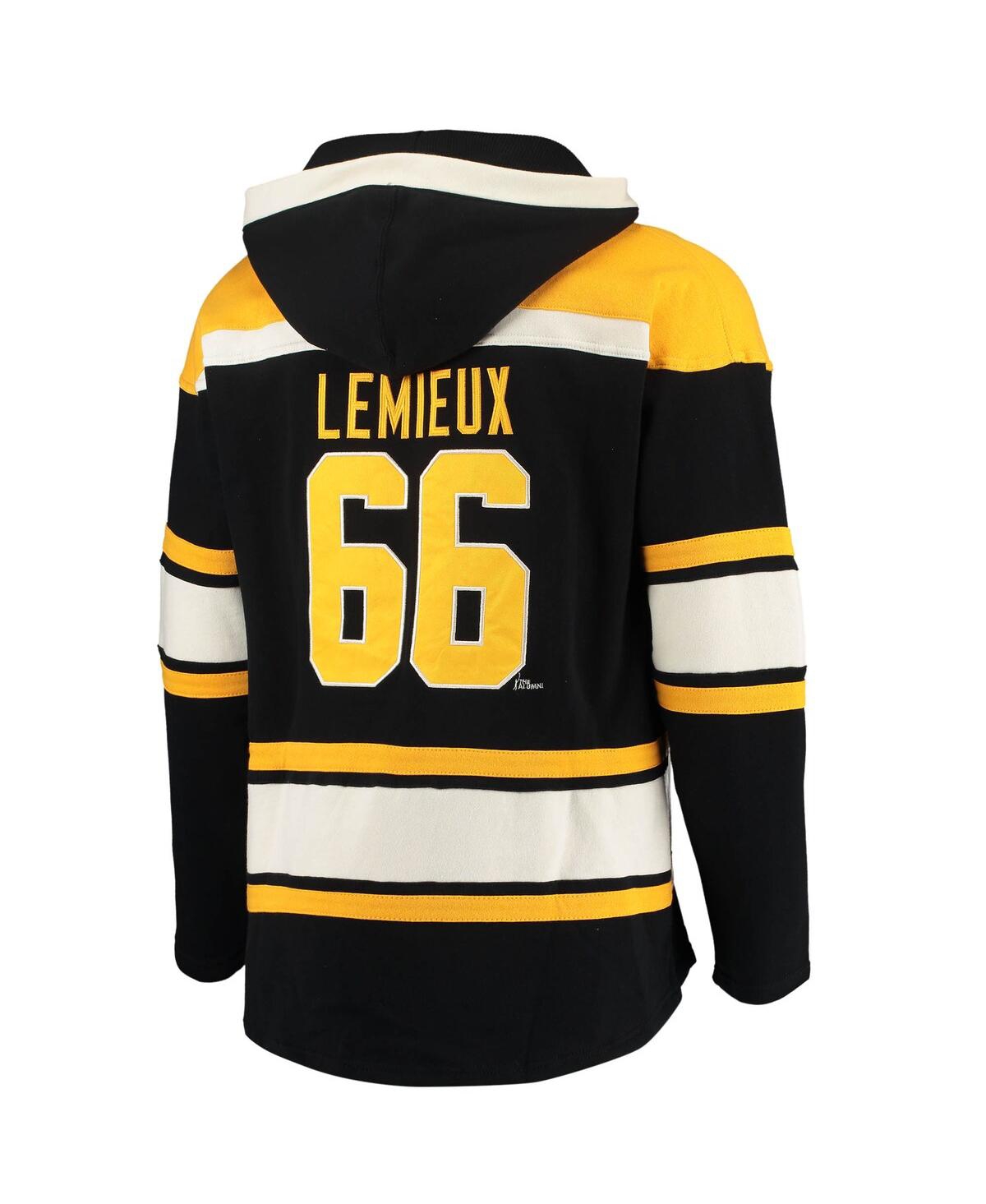 47 Brand Men's ' Mario Lemieux Black Pittsburgh Penguins Retired Player Name And Number Lacer Pullove In Black