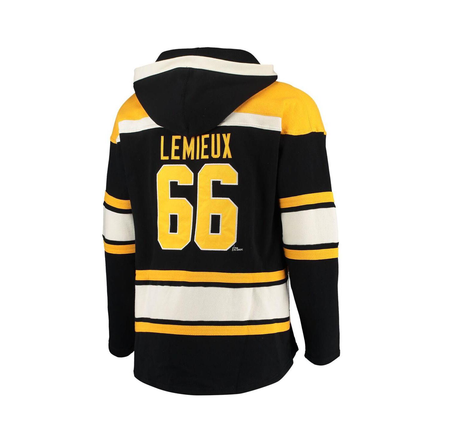 Men's Mario Lemieux Black Pittsburgh Penguins Retired Player Name and Number Lacer Pullover Hoodie