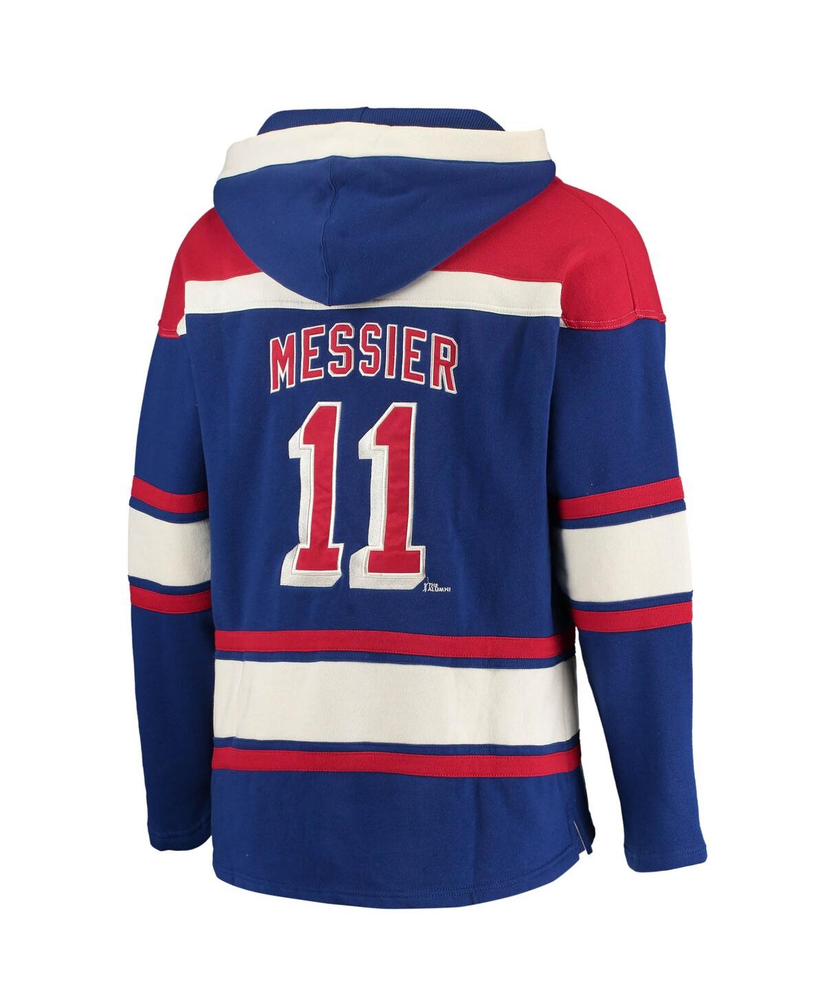47 Brand Men's Alexis Lafreniere Blue New York Rangers Player Name And Number Lacer Pullover Hoodie In Blue