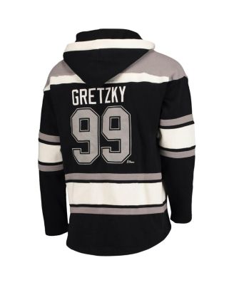 Men's Wayne Gretzky Black Los Angeles Kings Retired Player Name and Number Lacer Pullover Hoodie