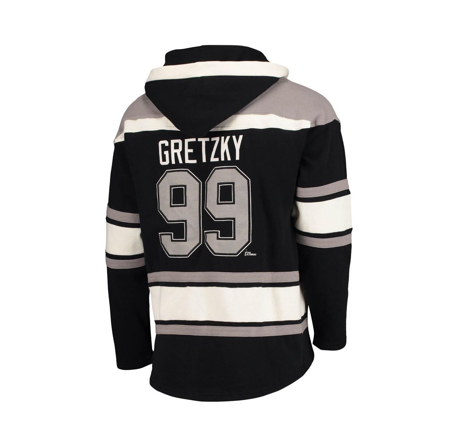 Men's Wayne Gretzky Black Los Angeles Kings Retired Player Name and Number Lacer Pullover Hoodie
