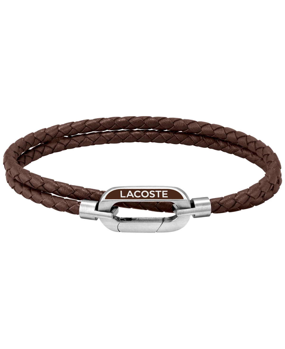 Lacoste Men's Braided Leather Bracelet In Brown