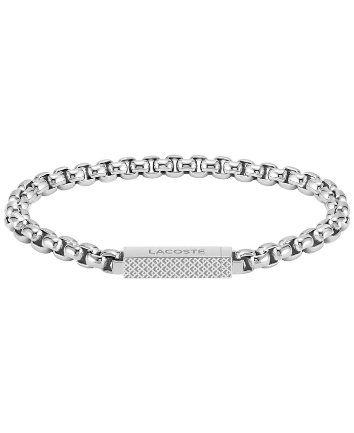 Lacoste Men's Stainless Steel Box Chain Bracelet - Macy's