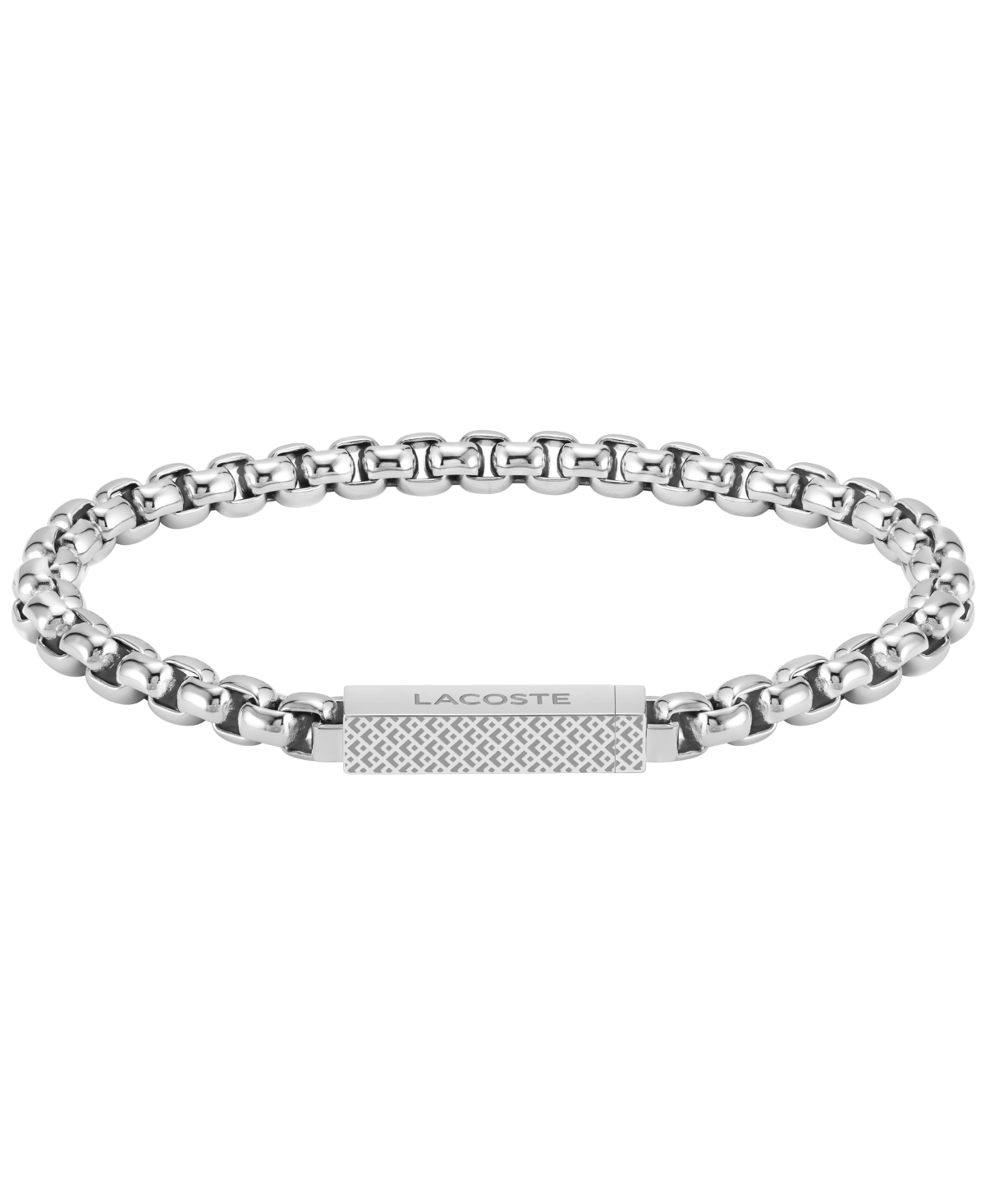 Lacoste Men's Stainless Steel Box Chain Bracelet In Silver