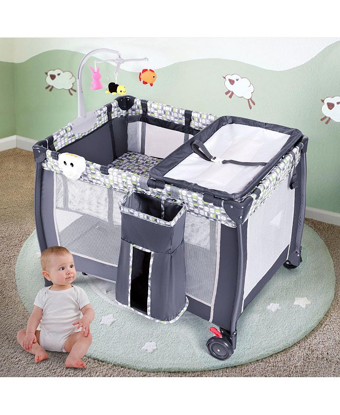 Costway Foldable Travel Baby Playpen Crib Infant Bed Macy's