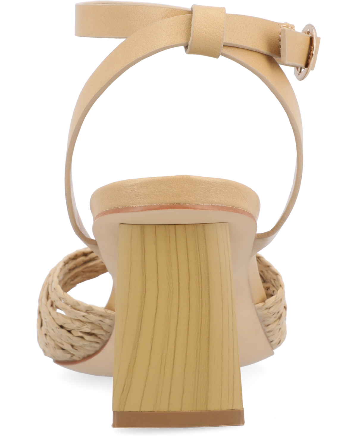 Journee Collection Women's Galinda Raffia Knot Block Heel Sandals