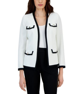 Kasper - Women's Stretch Crepe Framed Open-Front Jacket