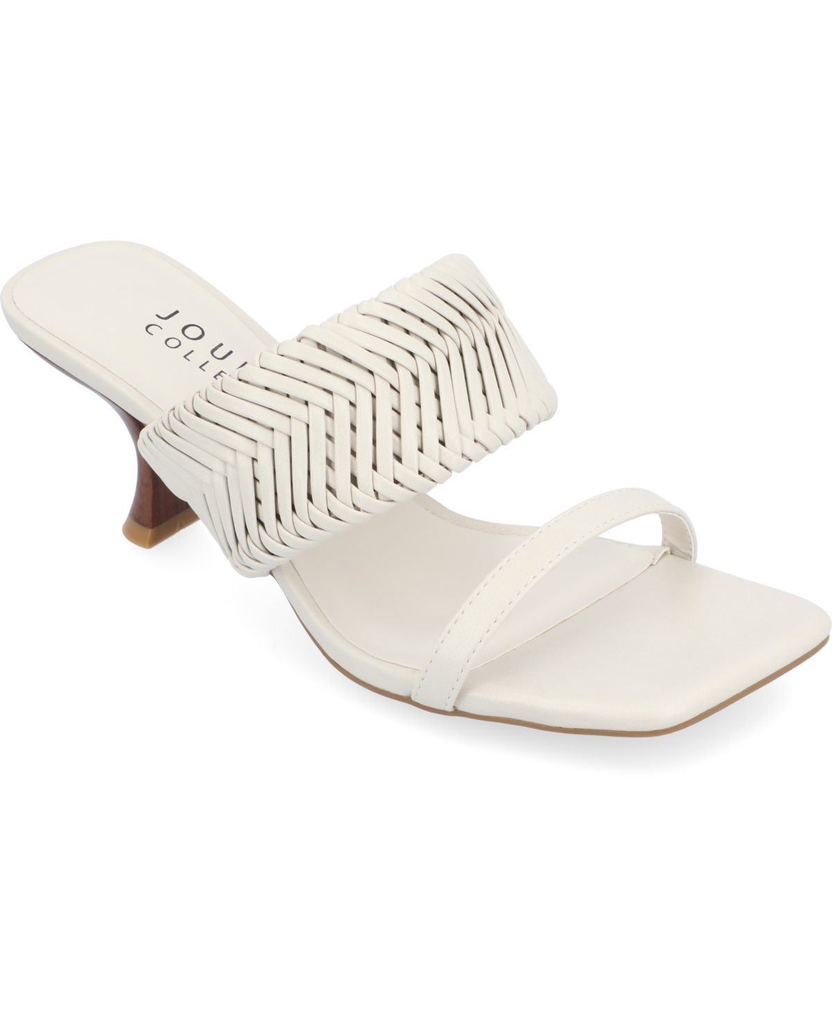 Shop Journee Collection Women's Monyka Woven Double Band Dress Sandals In Ivory