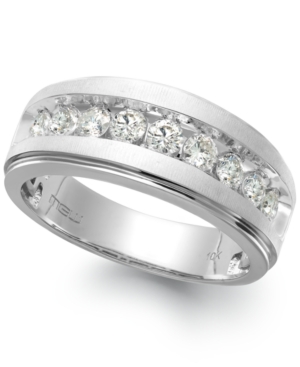 image of Men-s Nine-Stone Diamond Ring in 10k White Gold (1/4 ct. t.w.)