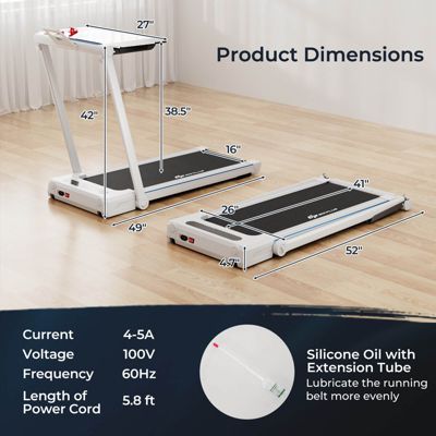 2.25HP 3-in-1 Folding Treadmill W/Table Speaker Remote Control
