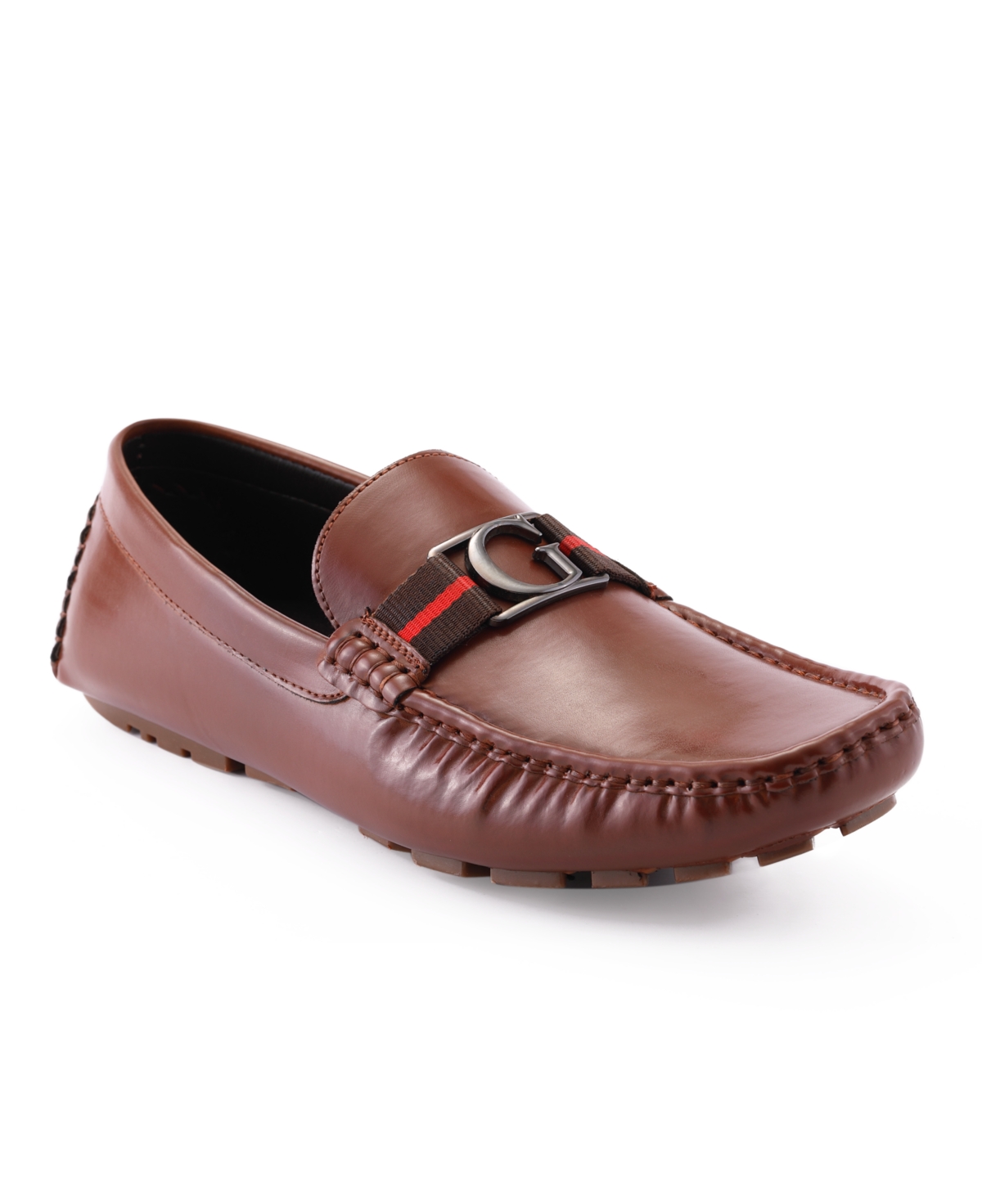 Guess Men's Askers Pod Driver With G Ornament Slip On Slippers In Cognac