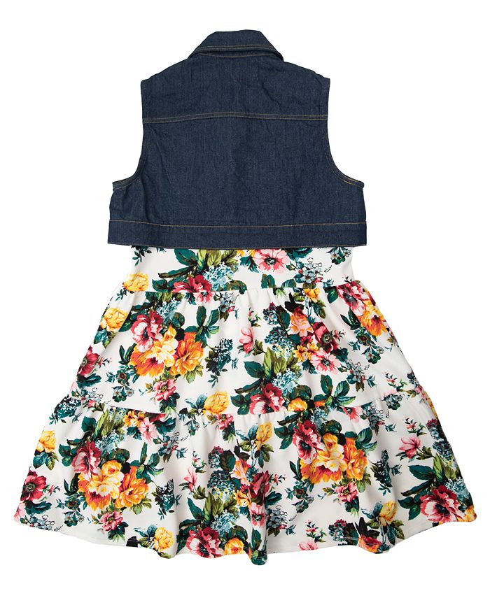 Emerald Sundae Big Girls 2 Piece Tank Dress with Denim Vest Set Macy's