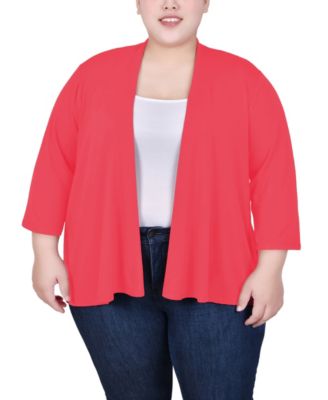 Plus Size Draped Open-Front Cardigan Sweater