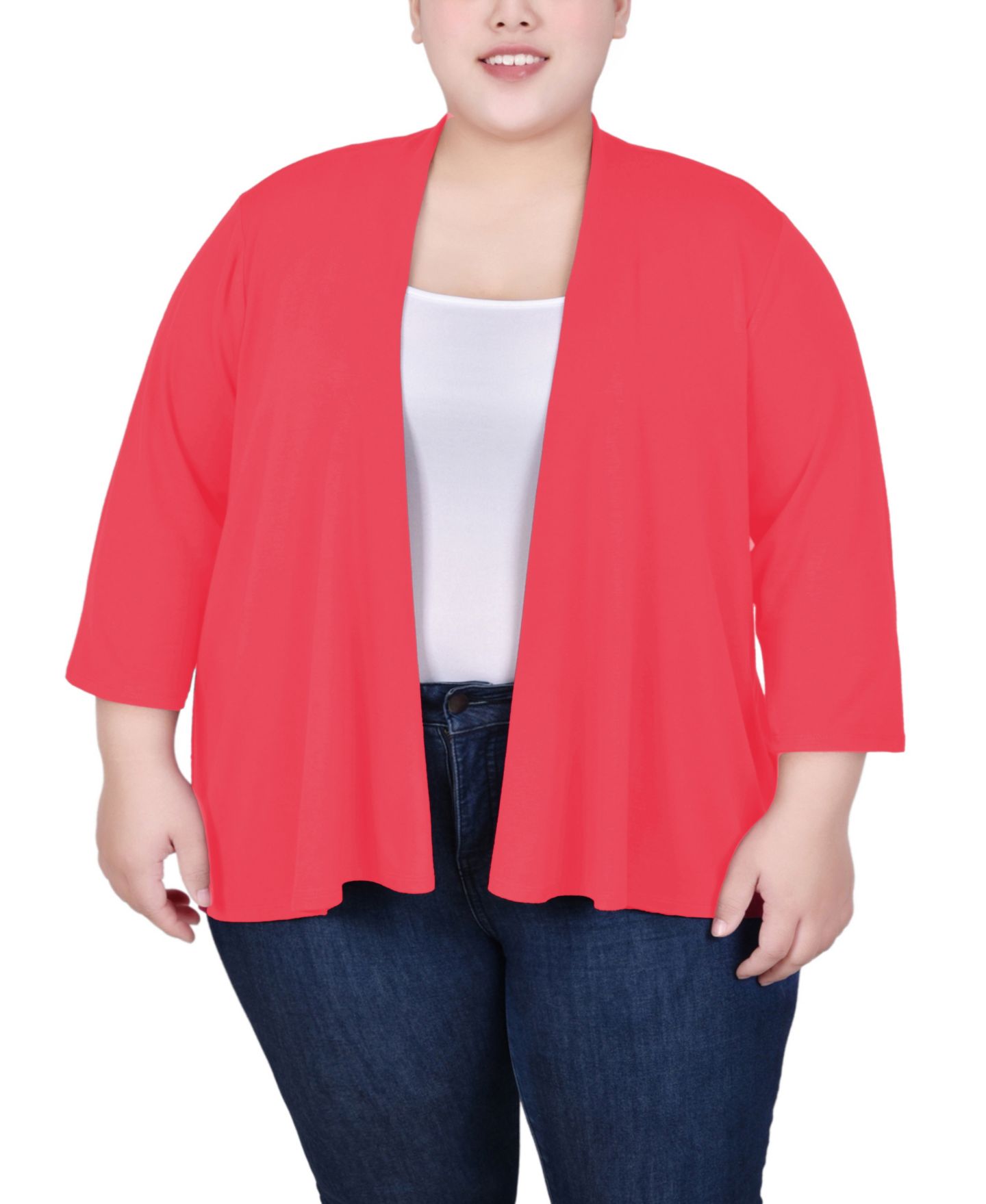 Женский кардиган NY Collection Plus Size Draped Open-Front Cardigan, цвет: Bittersweet — фото 1