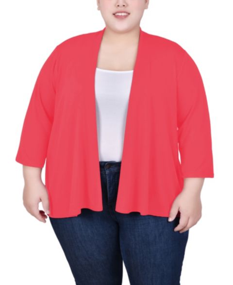 Женский кардиган NY Collection Plus Size Draped Open-Front Cardigan, цвет: Bittersweet