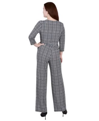 Women's 3/4 Sleeve Belted Jumpsuit