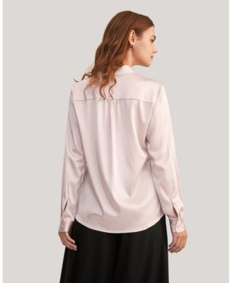 Women's Long Sleeves Collared Silk Blouse