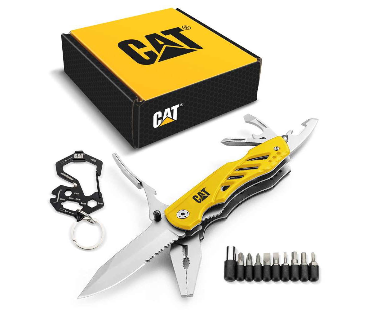 2 Piece 31 Function Multi-Tool Gift Box Set with Keychain and Pouch - Yellow