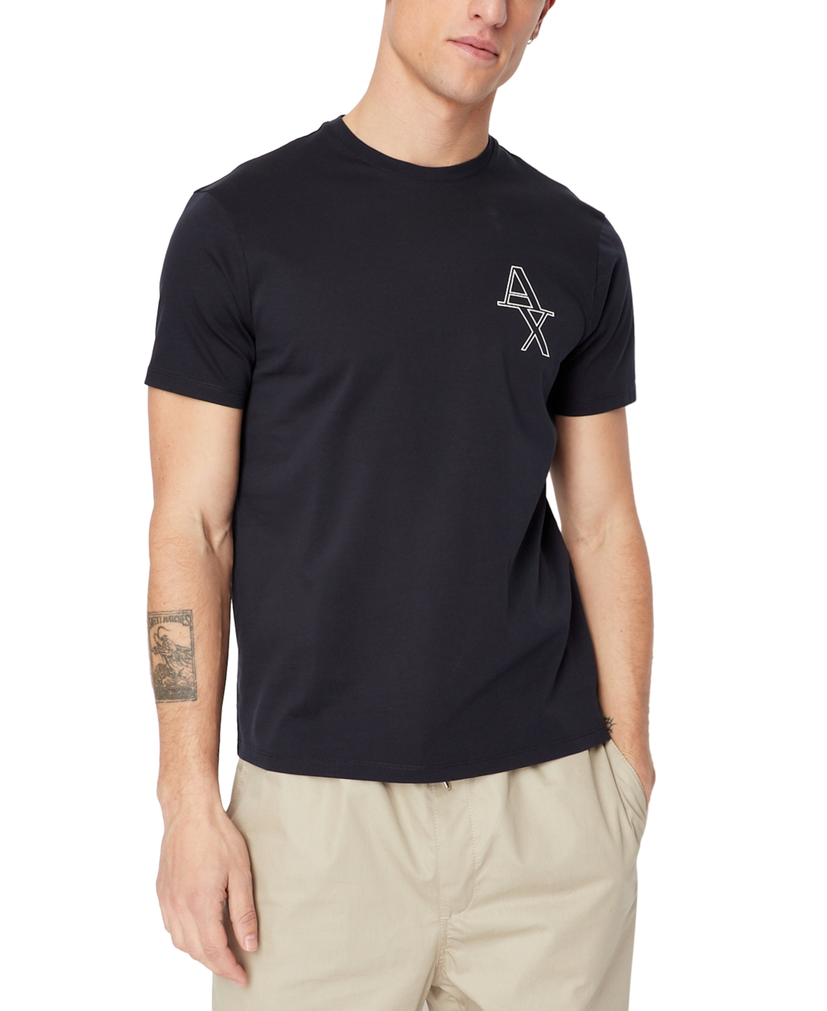 Ax Armani Exchange A X Armani Exchange Men's Crewneck Short-sleeve Stencil Logo T-shirt In Navy