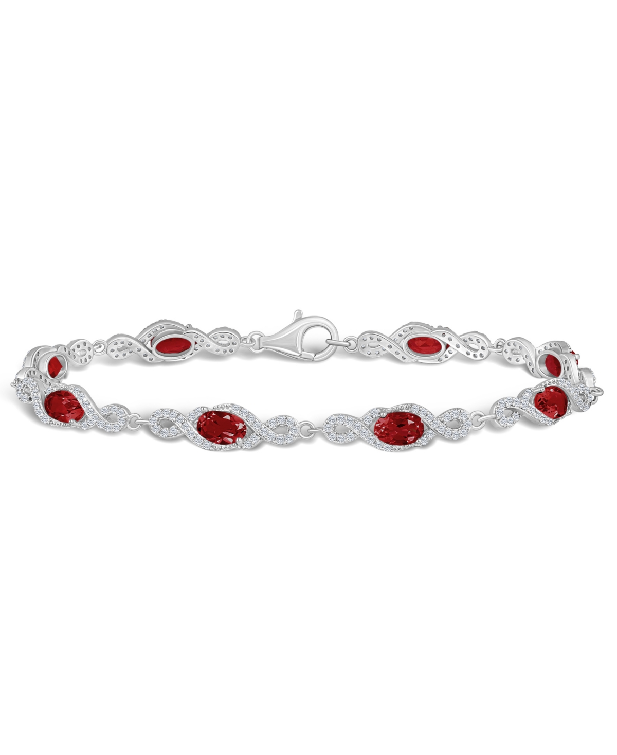 Macy's Garnet And White Topaz Bracelet (4-5/8 Ct. T.w And 2 Ct. T.w) In Sterling Silver