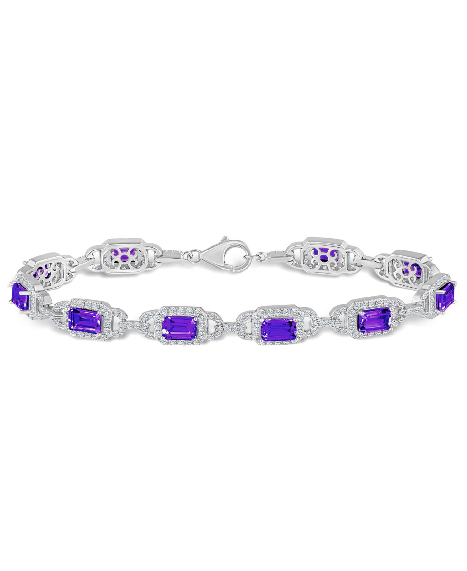 Amethyst and White Topaz Bracelet (5-1/2 ct. t.w and 5/8 ct. t.w) in Sterling Silver