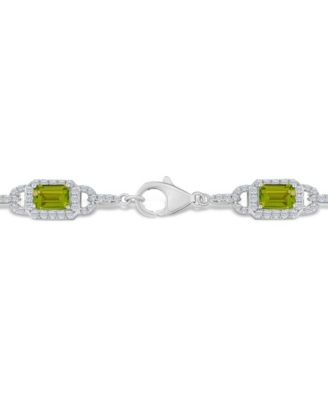 Peridot And White Topaz Bracelet (7 ct. t.w and 5/8 ct. t.w) in Sterling Silver