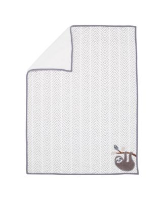 Baby Jungle Gray/White Faux Shearling Sloth Baby Blanket