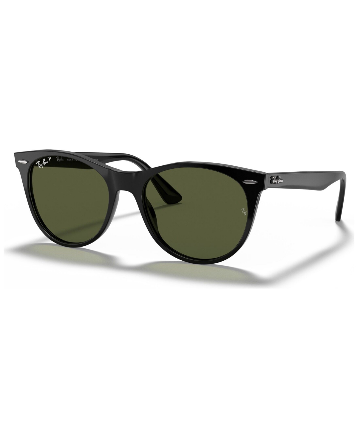 Ray Ban Unisex Polarized Sunglasses, Rb2185 Wayfarer Ii Classic In Black,polar Green