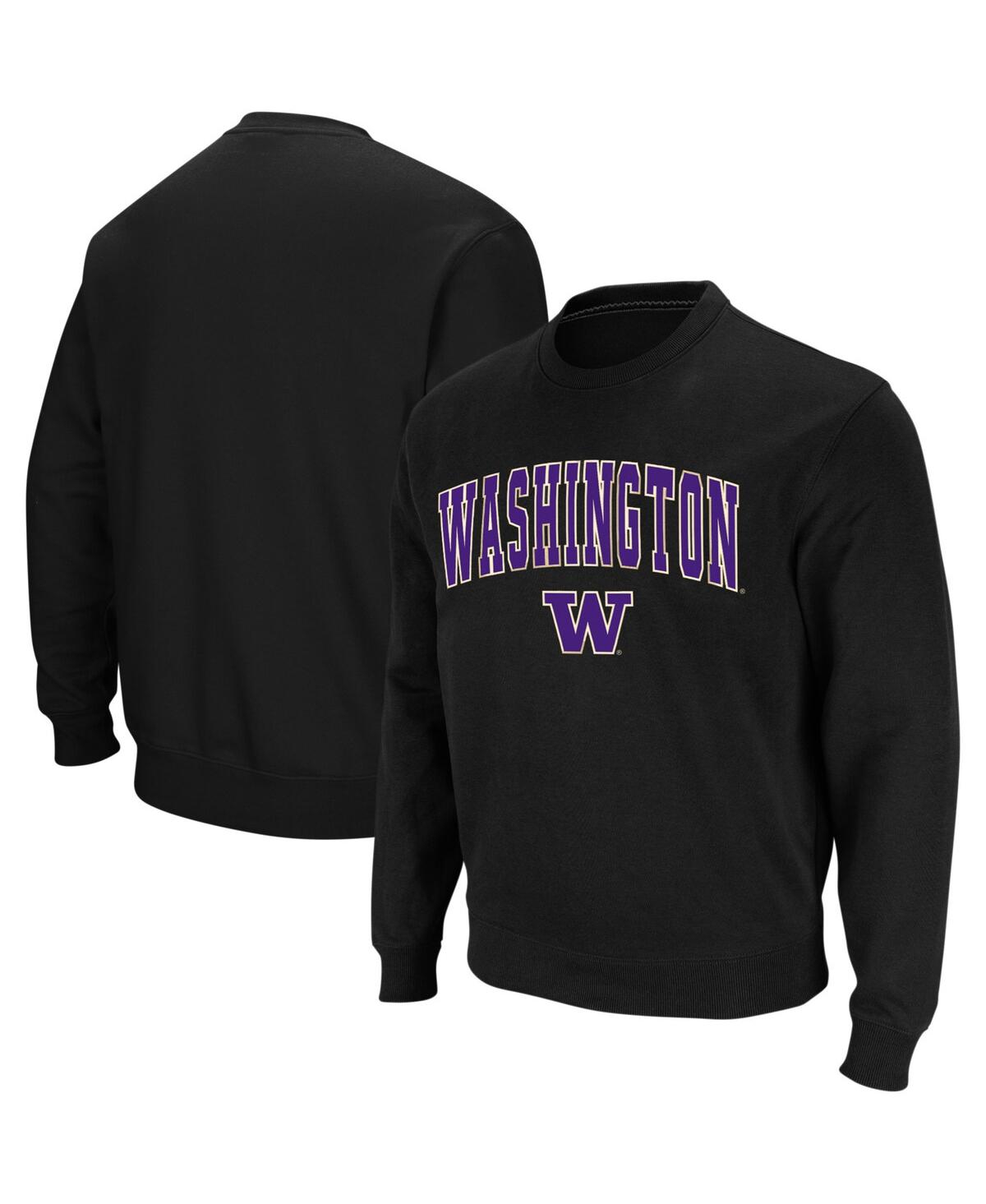 Colosseum Men's Washington State Cougars Arch And Logo Crew Neck Sweatshirt In Black