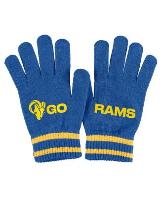 Women's Royal Los Angeles Rams Double Jacquard Cuffed Knit Hat with Pom and Gloves Set