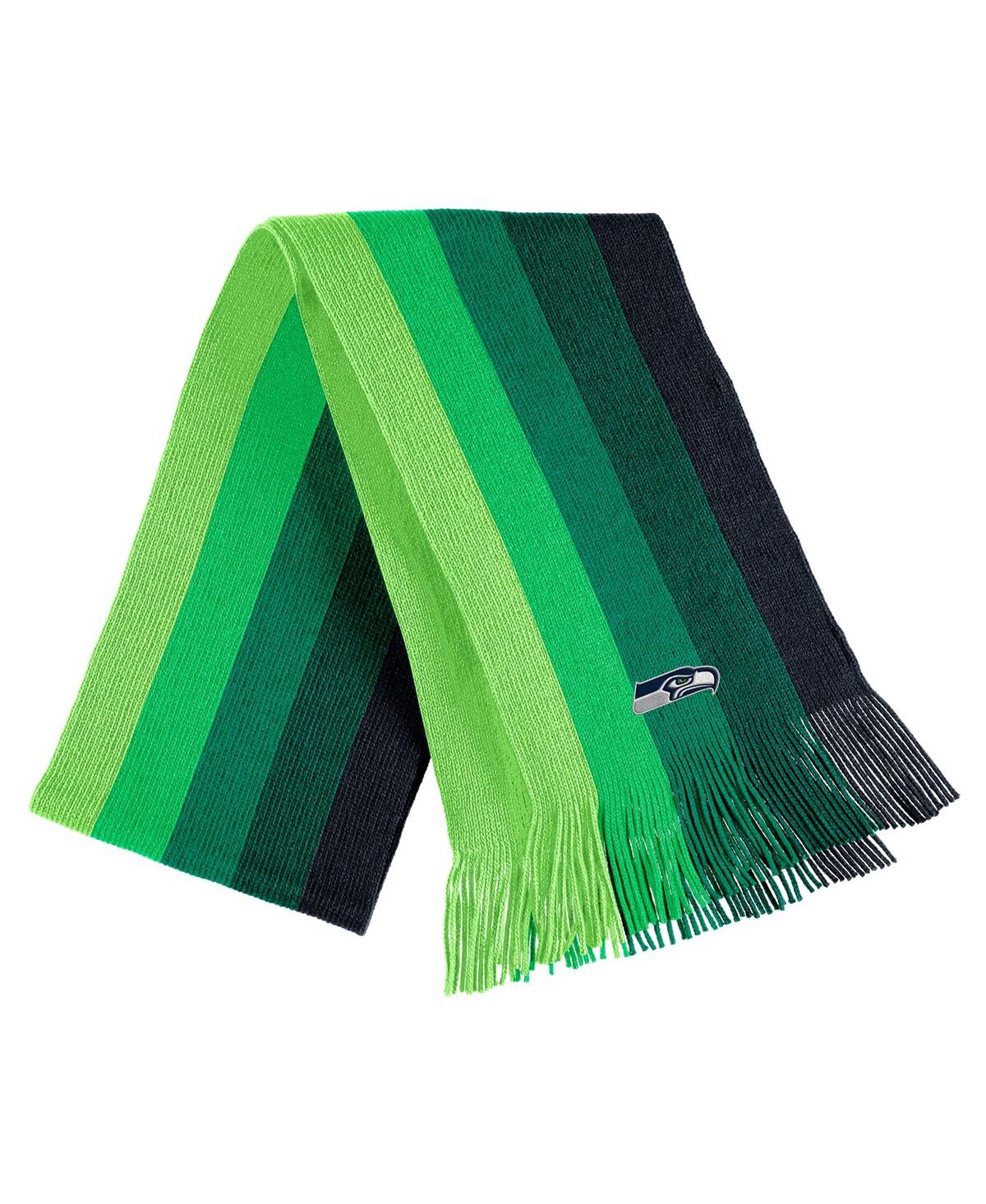 Shop Wear By Erin Andrews Women's  Neon Green Seattle Seahawks Ombre Pom Knit Hat And Scarf Set