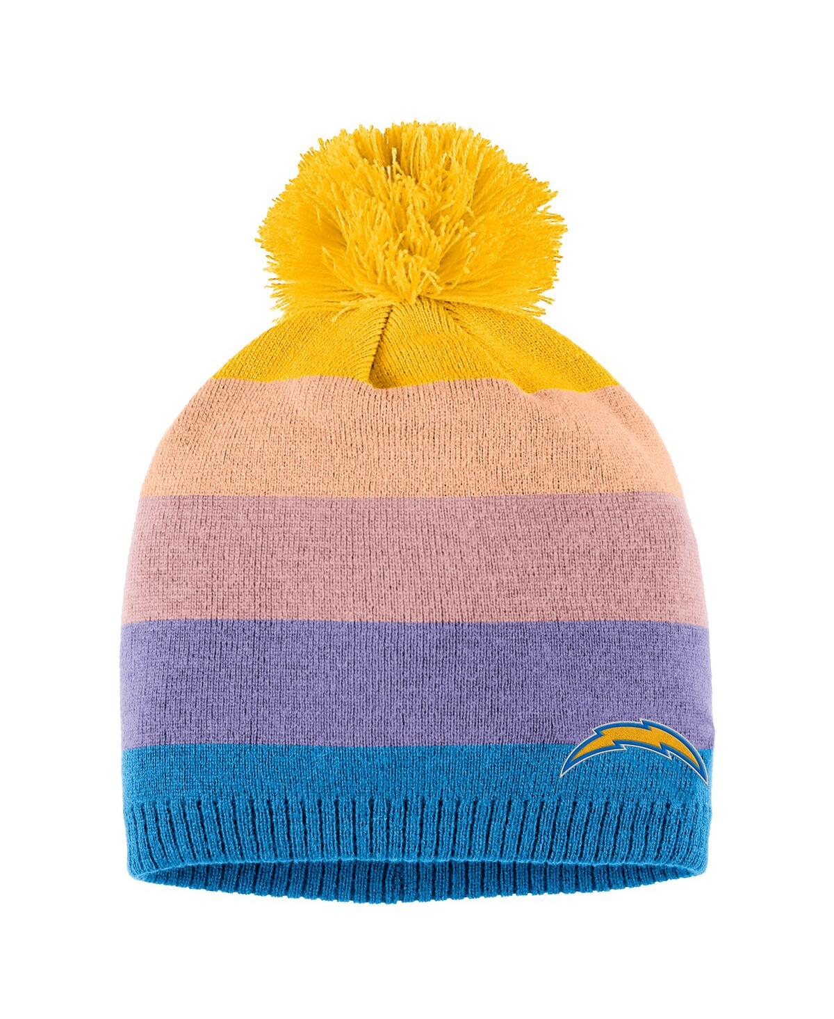Shop Wear By Erin Andrews Women's  Gold Los Angeles Chargers Ombre Pom Knit Hat And Scarf Set