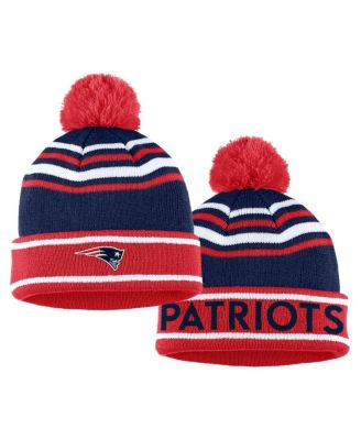 Women's Red New England Patriots Colorblock Cuffed Knit Hat with Pom and Scarf Set