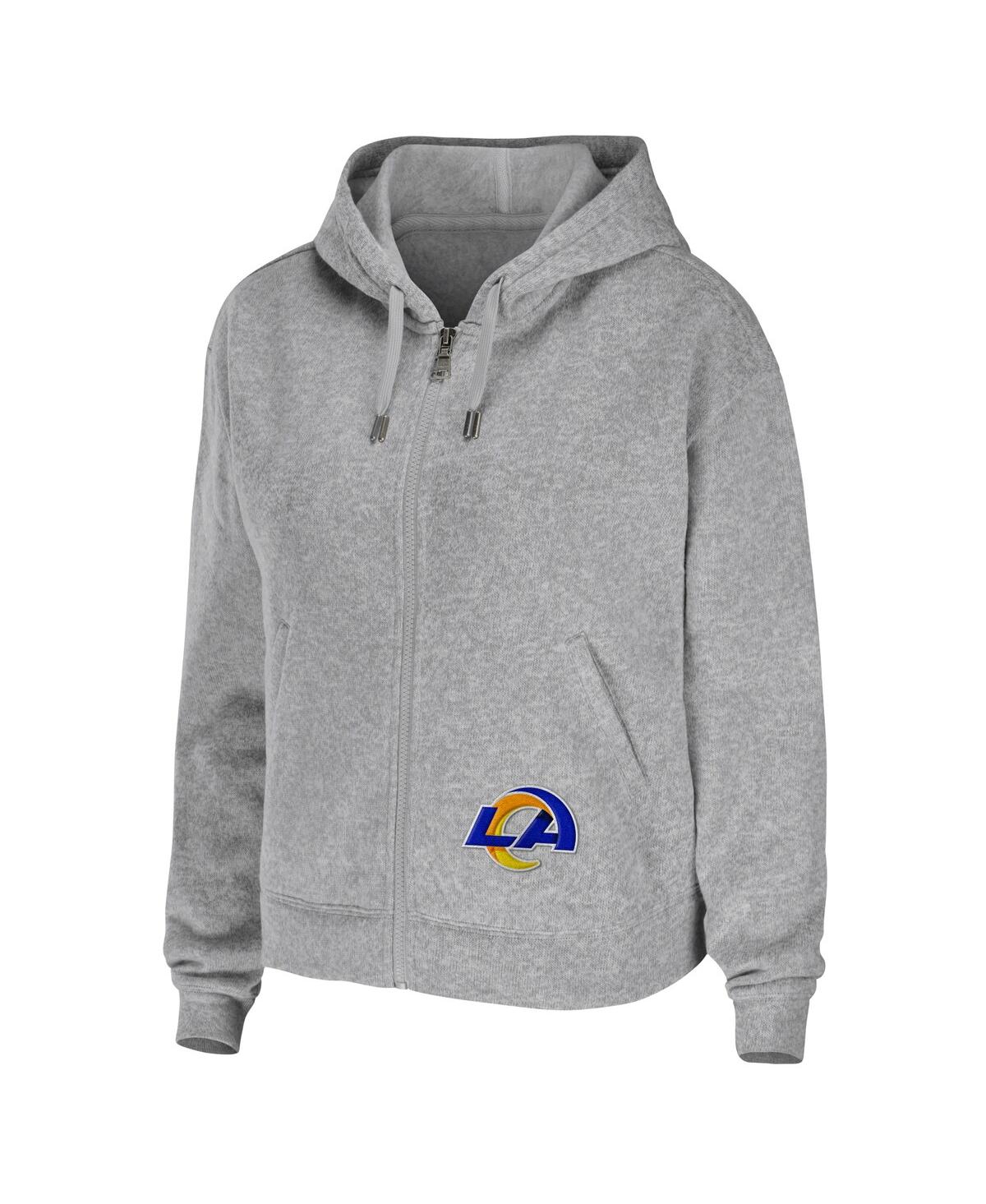 Wear By Erin Andrews Heather Gray Los Angeles Rams Plus Size Full-zip Hoodie In Heather Gray